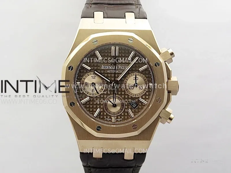 Royal Oak Chrono 26331ST RG IPF 1:1 Best Edition Brown Dial rose gold subdial on Brown Leather Strap A7750