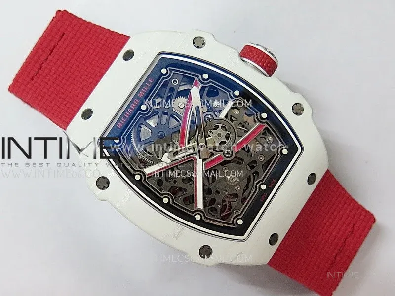 RM67-02 Charles White NTPT Umi Office 1:1 Beat Edition Red/White Skeleton Dial On Red Nylon strap CRMA7 Clone V2