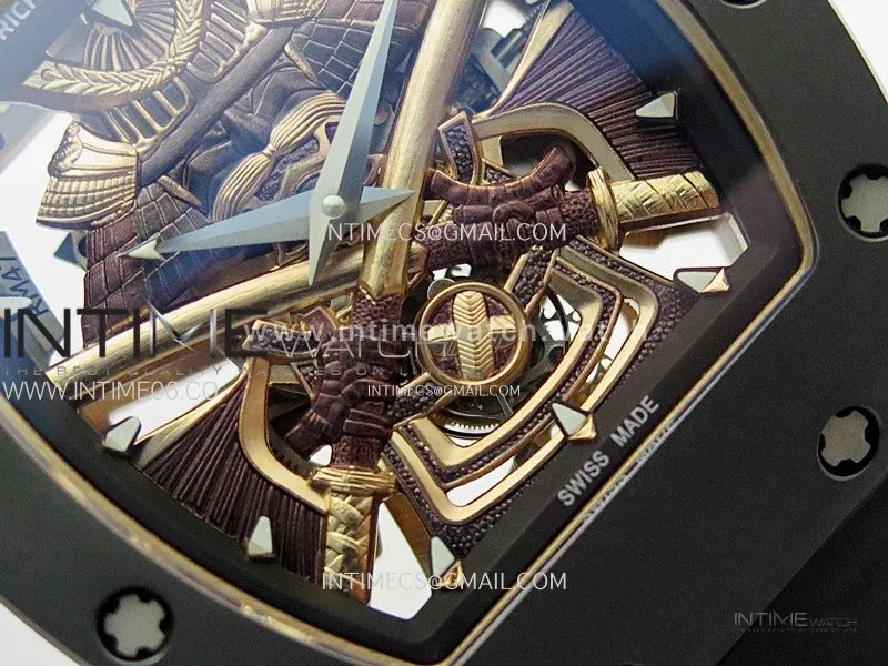 RM047 DLC/RG YSF Skeleton Dial on black Rubber Strap Asian Tourbillon