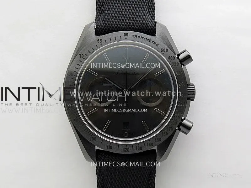 Speedmaster "Dark Side of The Moon" Real Ceramic N1F 1:1 Best Edition Vintage Black Dial on Black Nylon Strap A9300