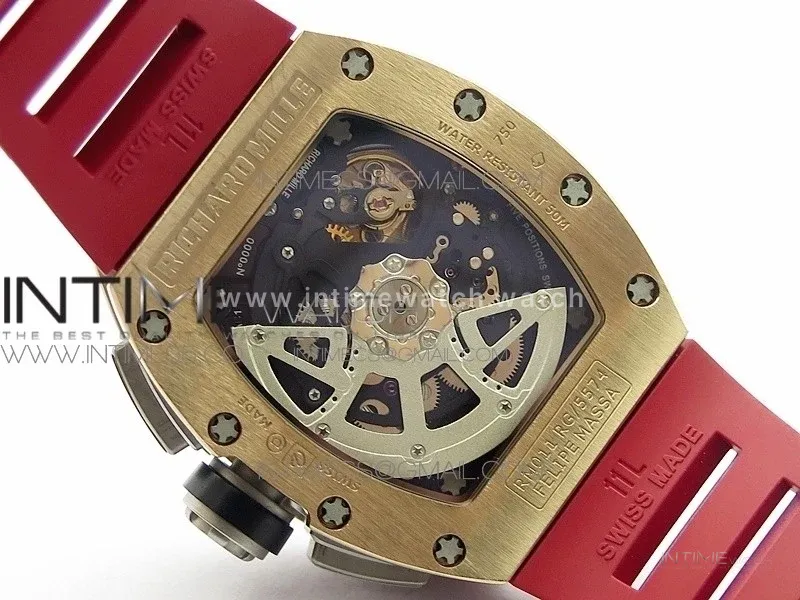 RM11-03 RG KVF 1:1 Best Edition Crystal Skeleton Dial on Red Rubber Strap A7750