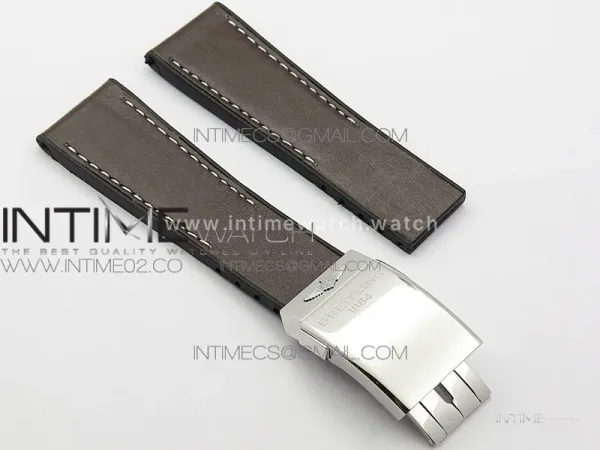 Breitling Brown Gummy Rubber Strap 24/20 + Genuine Clasp