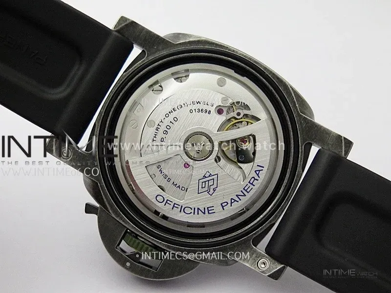 PAM1412 Z Satin-polished steel VSF 1:1 Best Edition Green Shaed Dial on Black Rubber Strap Asian P9010 super clone