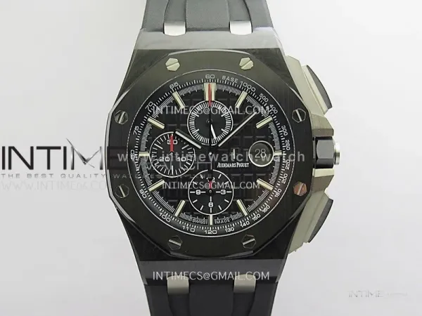 Royal Oak Offshore 44mm Carbon JF 1:1 Best Edition Dark Black Dial On Black Rubber Strap A3126