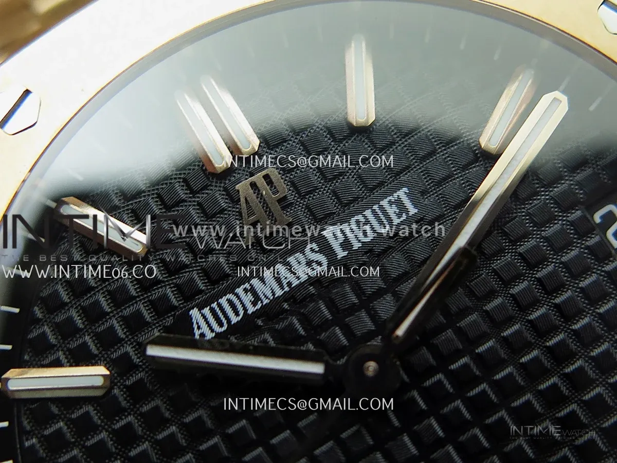 Royal Oak 41mm 15500 RG JF 1:1 Best Edition Black Dial On RG Bracelet Super Clone DD4302 (Free Sprung Look)