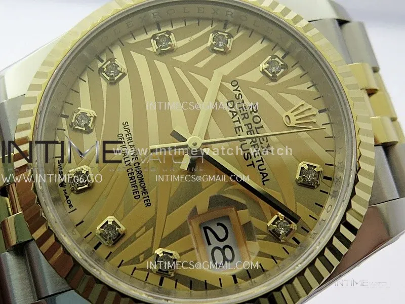DateJust 126233 36mm 904L SS/YG ONE Factory 1:1 Best Edition Gold Leaves Dial Diamond Marker On Jubilee Bracelet DD3235