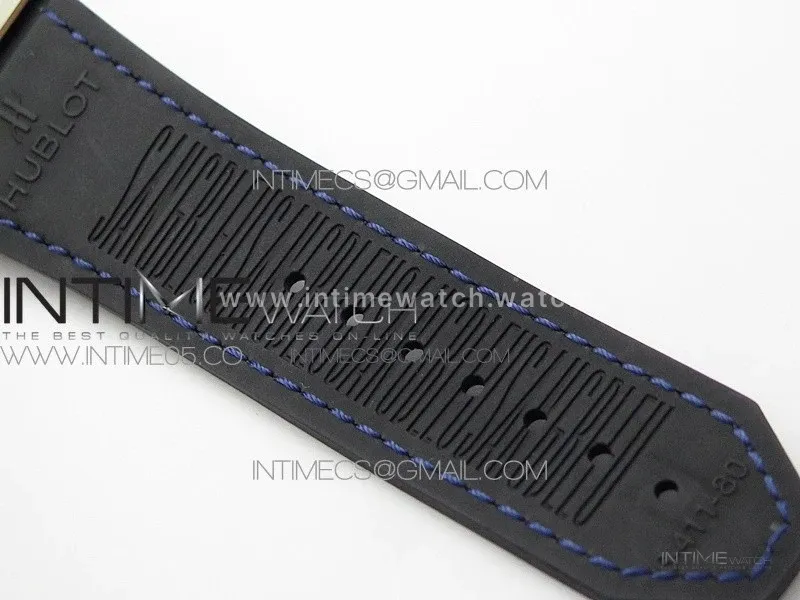 Big Bang Sang Bleu Ti Crystal Bezel WWF 1:1 Best Edition Blue Skeletonal Dial On Blue Gummy Strap Asian HB1213 V2