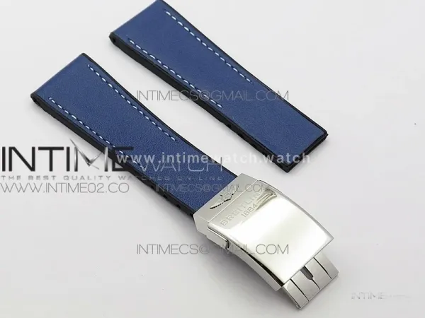 Breitling Blue Gummy Rubber Strap 24/20 + Genuine Clasp