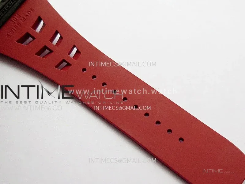 RM035-02 Black NTPT Umi Office 1:1 Best Edition Skeleton Dial On Red Rubber Strap RMAL1 Super Clone V2 (Free Sprung)
