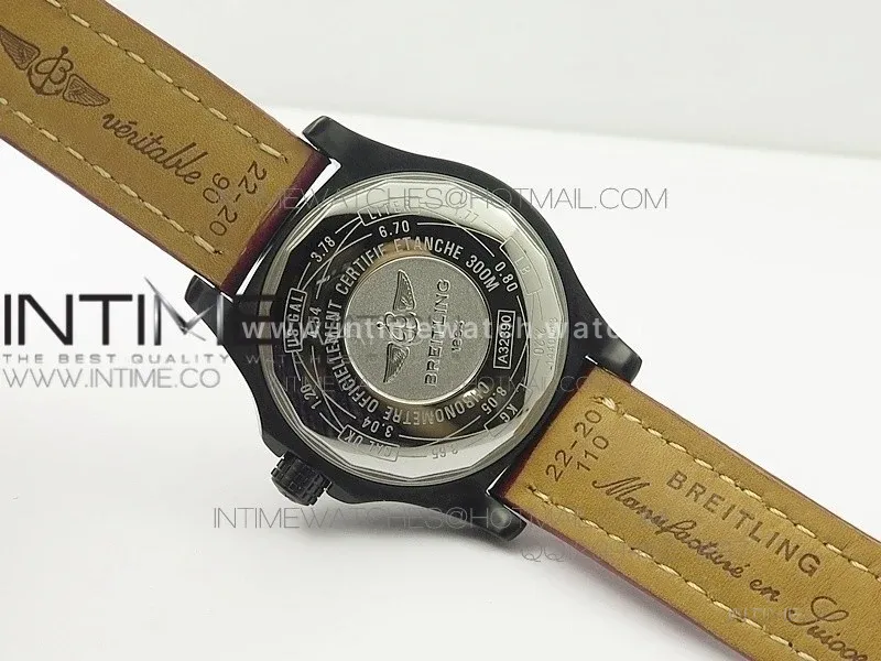 Avenger GMT DLC Black Stick Marker Textured Dial Red Inner Bezel on Leather strap A2836