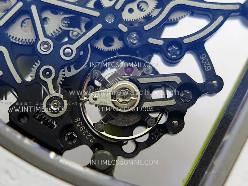 RM061 White Ceramic Umi Office 1:1 Best Edition Green skeleton White Rubber Strap RMUL2 Super Clone (Free Sprung)