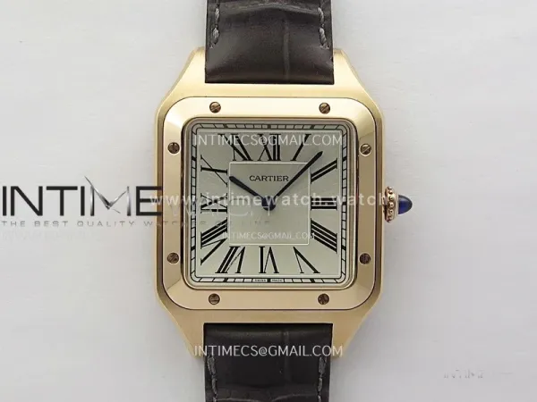 Santos Dumont 46.6mm RG F1F Best Edition Silver Dial on Brown Leather Strap Quartz