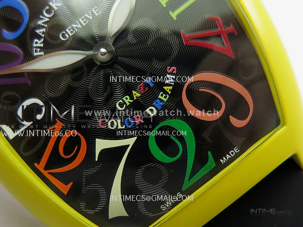 Crazy Hours Real Jumping Hour Yellow PVD ABF Black Dial Color Marker On Black Rubber Strap A23J