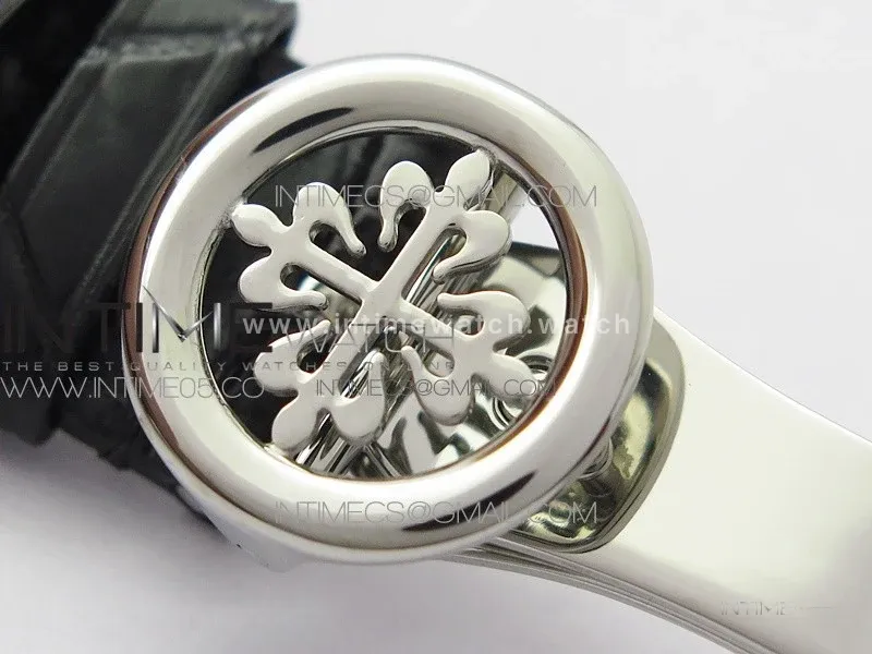Calatrava 5153G-010 SS ZF 1:1 Best Edition White textured dial on Black Leather Strap A324CS