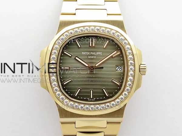 Nautilus 5711/1R Crystal Bezel PPF V4 1:1 Best Edition Brown Textured Dial on RG Bracelet 324CS