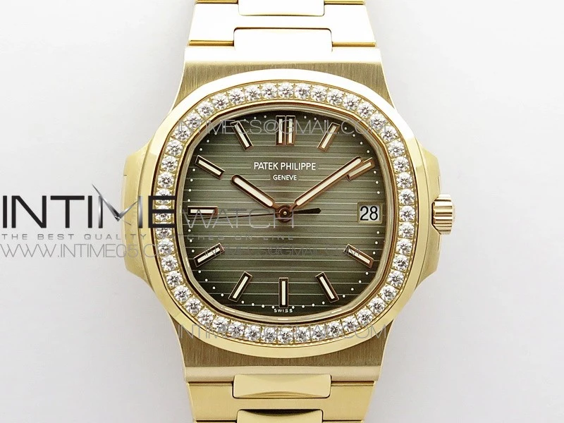 Nautilus 5711/1R Crystal Bezel PPF V4 1:1 Best Edition Brown Textured Dial on RG Bracelet 324CS