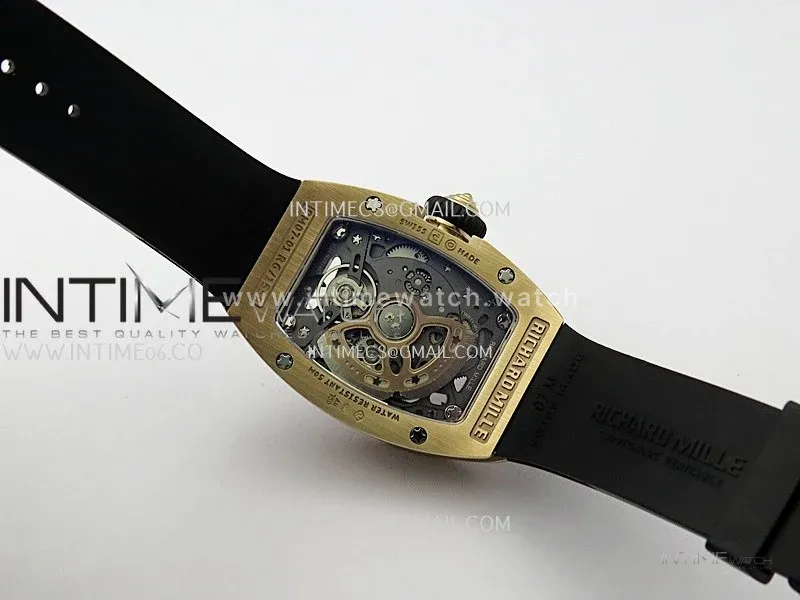 RM07 Full Paved Diamond RG ZF Best Edition Black Diamond Skeleton Dial On Black Rubber Strap Asian CRMA2 Clone
