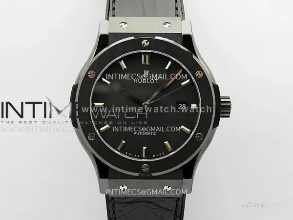 Classic Fusion 42mm Ceramic JJZF 1:1 Best Edition Black Dial On Black Gummy Strap