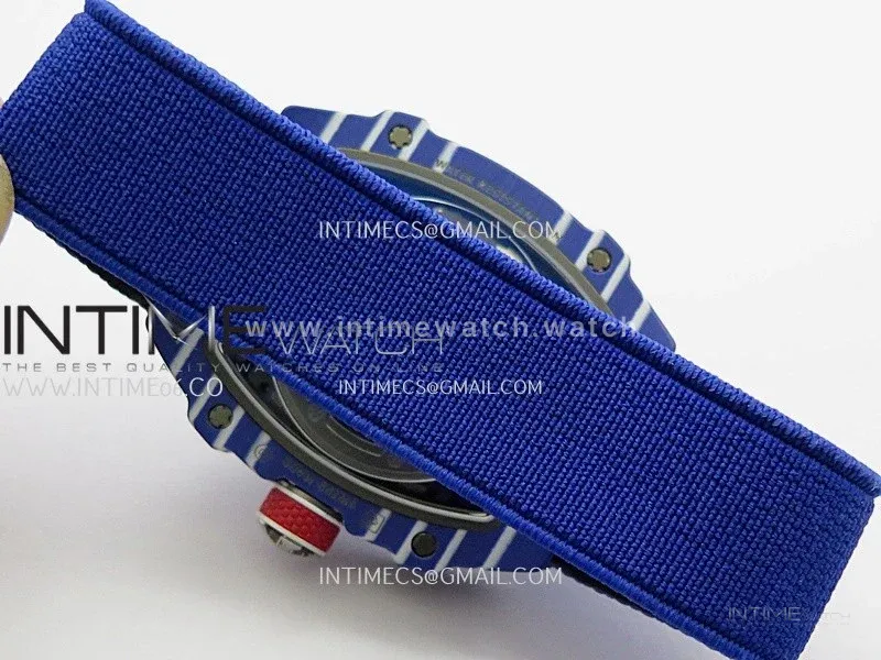 RM67-02 Fernando Blue NTPT Umi Office 1:1 Beat Edition Blue/Red Skeleton Dial On Blue Nylon Strap CRMA7 Clone V2