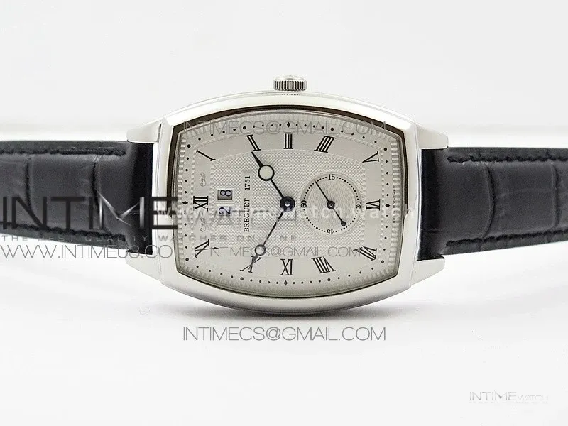 Heritage @12 big date SS HGF White Dial Black Roman Markers on Black Leather Strap A23J