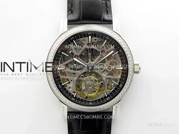Malte Tourbillon SS AXF Skeleton Dial on Black Leather Strap