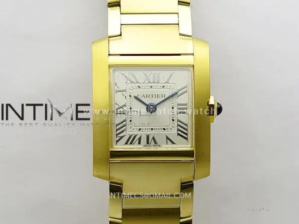 Tank Francaise Ladies 21.2mm YG 8848F 1:1 Best Edition Silver Dial on YG Bracelet Ronda Quartz