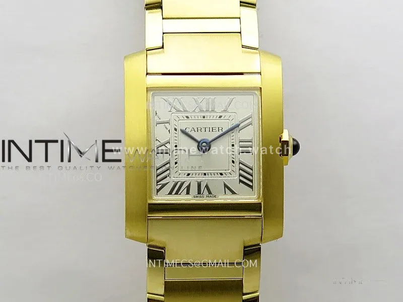 Tank Francaise Ladies 21.2mm YG 8848F 1:1 Best Edition Silver Dial on YG Bracelet Ronda Quartz