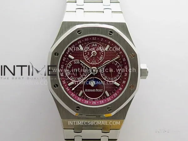 Royal Oak 41mm Complicated 26574 SS BBS Best Edition Burgundy Dial On SS Bracelet A5134