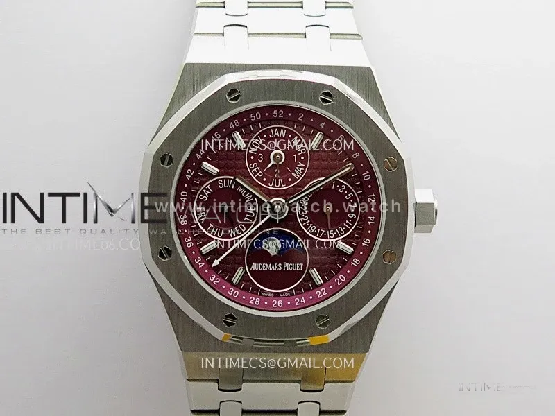 Royal Oak 41mm Complicated 26574 SS BBS Best Edition Burgundy Dial On SS Bracelet A5134