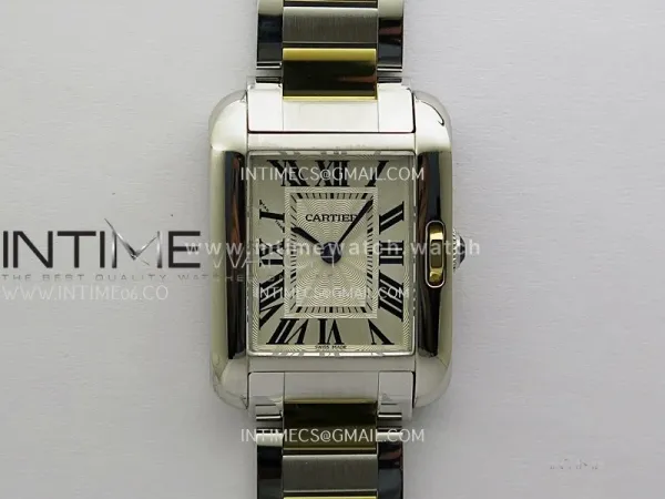 Tank Anglaise 30mm SS/YG 8848F 1:1 Best Edition White Dial Roman Marker on SS Bracelet Ronda Quartz