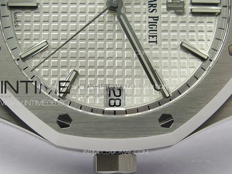 Royal Oak 41mm 15500 SS ZF 1:1 Best Edition White Textured Dial on SS Bracelet A4302 Super Clone V3
