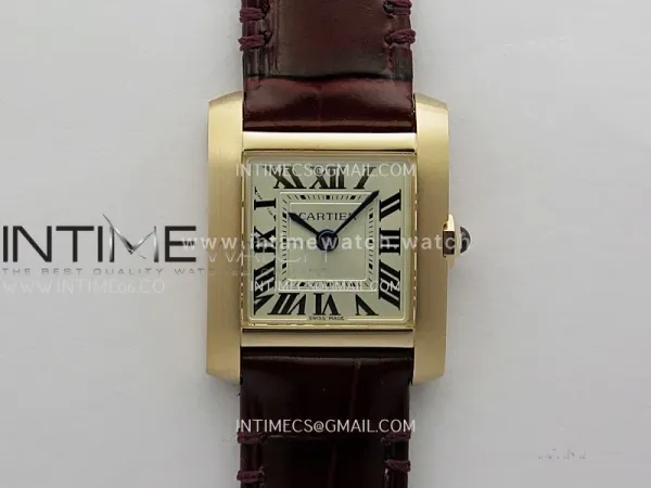 Tank Francaise Ladies 21.2mm RG 8848F 1:1 Best Edition Silver Dial on Red Leather Strap Ronda Quartz V2