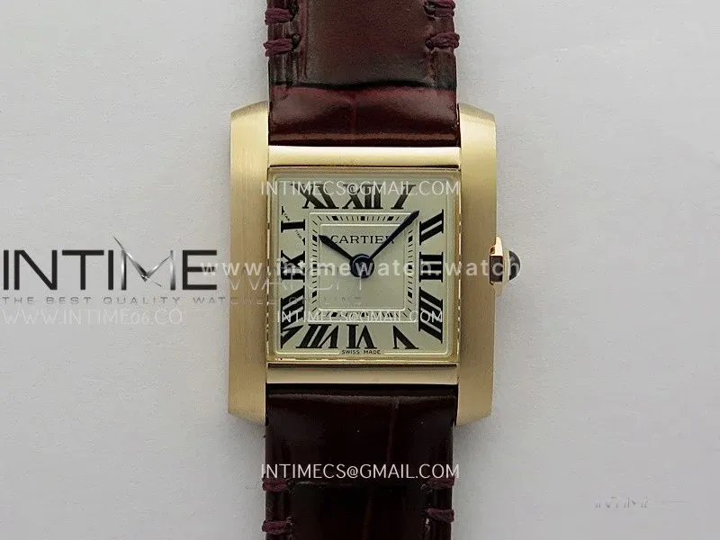 Tank Francaise Ladies 21.2mm RG 8848F 1:1 Best Edition Silver Dial on Red Leather Strap Ronda Quartz V2