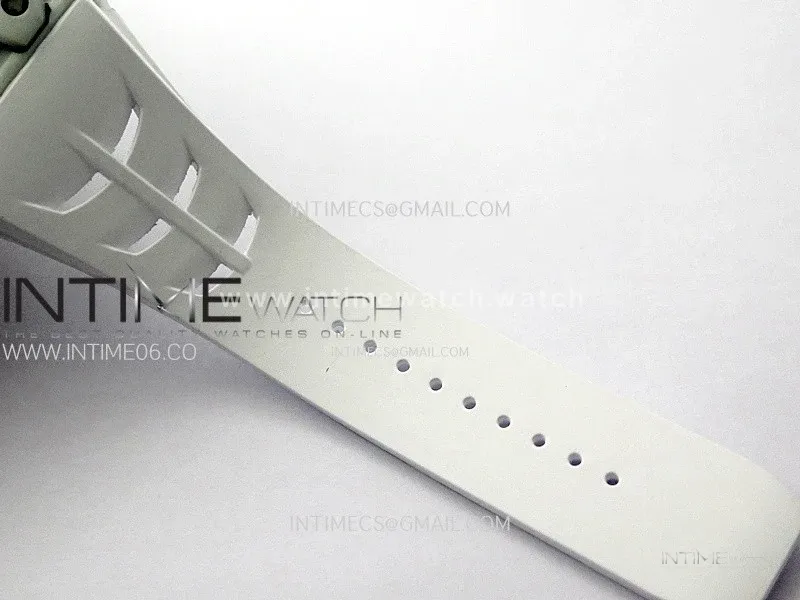 RM035-03 White Carbon/Red Crown Z Factory Skeleton Dial on White Rubber Strap Asian Skeleton movement