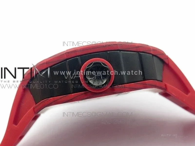 RM 035-2 Red Forged Carbon Red Inner Bezel Skeleton Dial on Red Rubber Strap MIYOTA9015