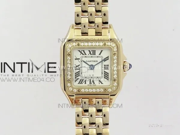 Panthère Secrete Ladies 22mm Diamond Bezel RG 8848F 1:1 Best Edition White Dial on RG Bracelet Ronda Quartz