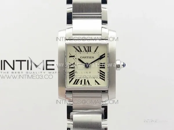 Tank Francaise Ladies 25mm SS 8848F 1:1 Best Edition White Dial on SS Bracelet Ronda Quartz