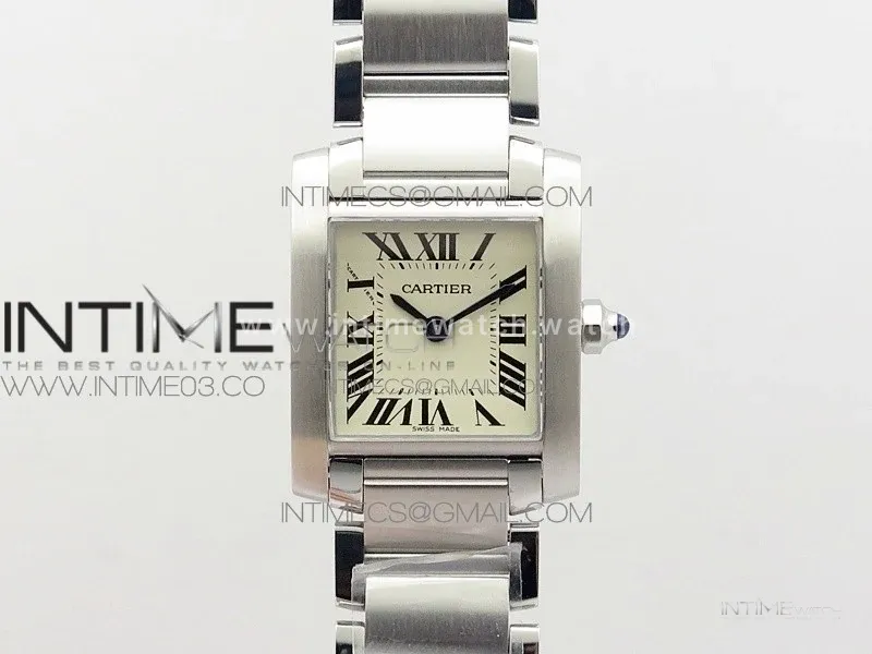 Tank Francaise Ladies 25mm SS 8848F 1:1 Best Edition White Dial on SS Bracelet Ronda Quartz