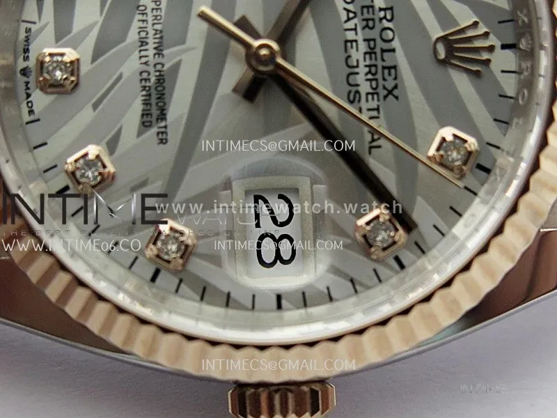 DateJust 126233 36mm 904L SS/RG ONE Factory 1:1 Best Edition Silver Leaves Dial Diamond Marker On Oyster Bracelet DD3235