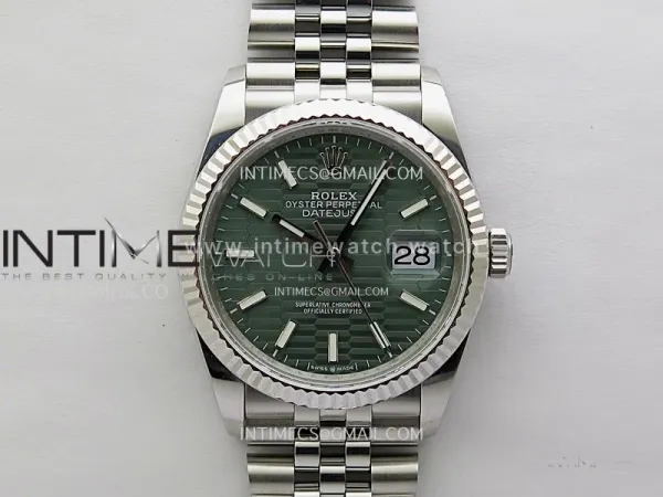 DateJust 126234 904L SS JDF 1:1 Best Edition Green Fluted Dial Stick Markers on Jubilee 904L SS Bracelet