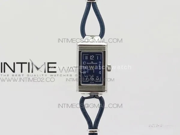 Reverso Ultra Thin Duoface SS SWF Blue Dial on Line Blue Leather Strap Ronda Quartz