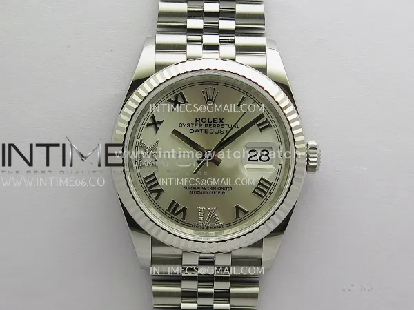DateJust 126234 36mm 904L SS V2 VSF 1:1 Best Edition Silver Dial Roman Marker Diamond At 6 and 9 On Jubilee Bracelet DD3235