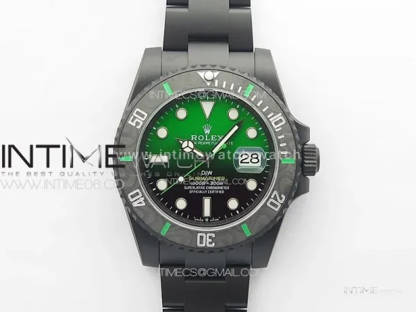 Submariner DIW Carbon Bezel VSF 1:1 Best Edition Green Dial on DLC Bracelet VS3135