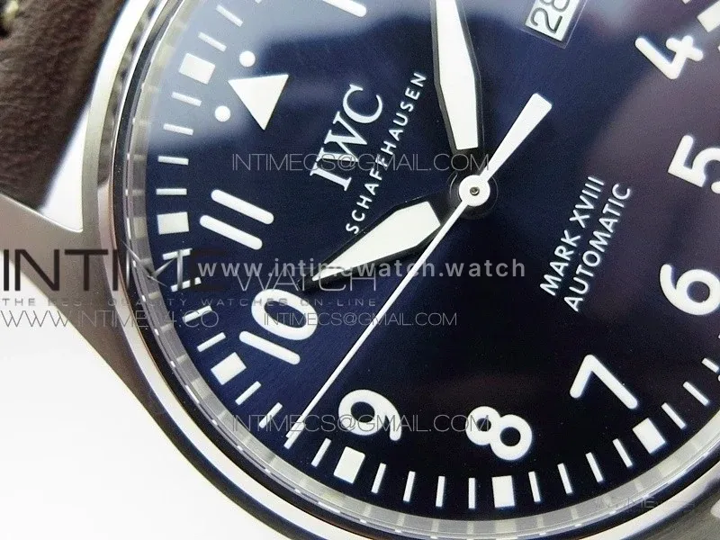 Mark XVIII IW327010 SS M+F 1:1 Best Edition Blue Dial on Brown Leather Strap A2892 (Free Nylon Strap)
