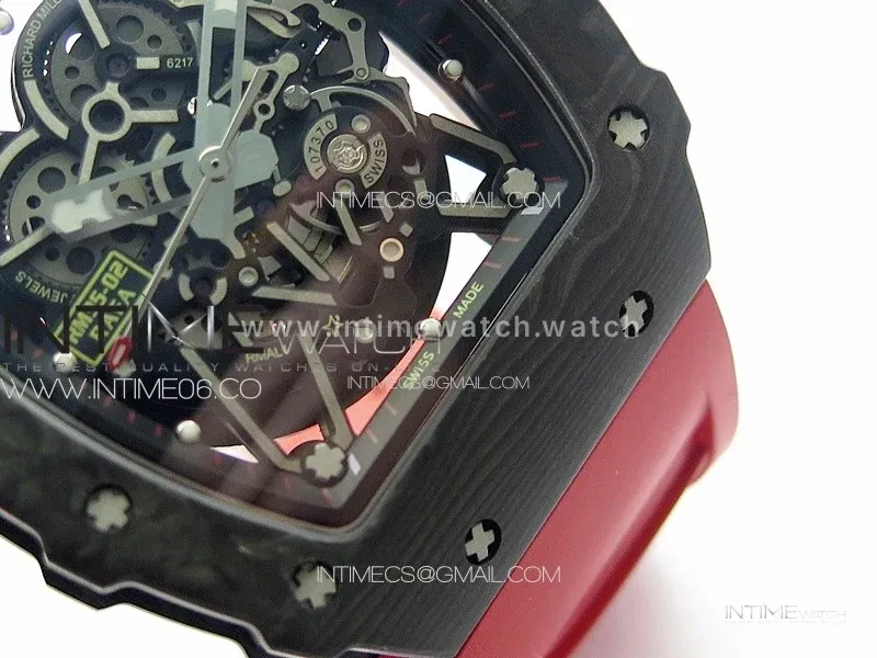 RM 035-02 Rafael Nadal NTPT Carbon on Red Rubber Strap