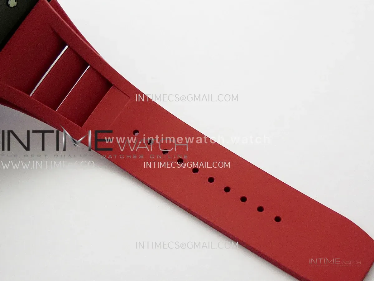 RM035-02 Black NTPT GTF Best Edition Skeleton Dial On Red Rubber Strap RMAL1 Super Clone (Free Sprung)