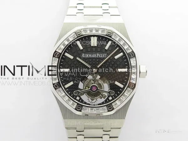 Royal Oak 41mm Tourbillon SS T Crystal Bezel BBS Best Edition Black Dial on SS Bracelet