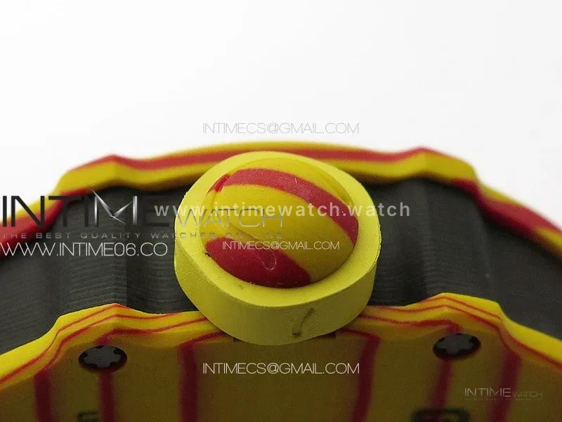 RM027-03 Real Tourbillon YSF Best Edition Yellow/Red Carbon Skeleton Dial on Yellow Nylon Strap
