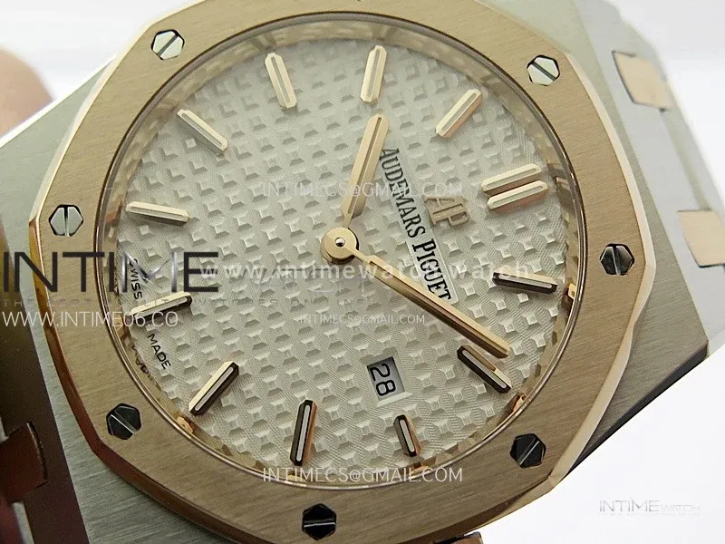 Lady Royal Oak 33mm 67651 SS/RG ZF 1:1 Best Edition Silver Textured Dial on SS Bracelet RONDA Quartz