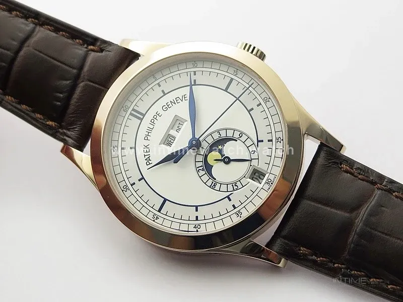 Annual Calendar Complications 5396 RG GRF Best Edition White dial Blue Markers on Brown leather strap A324